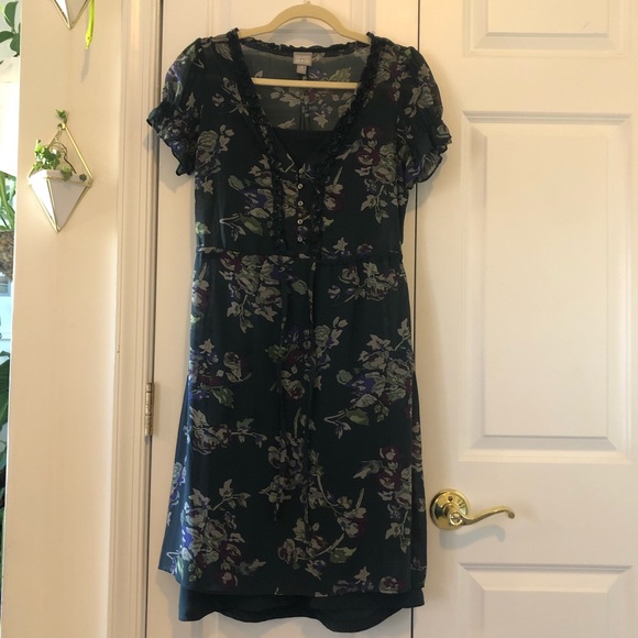 Converse | Navy Floral Short Sleeve Ruffle Print Fit & Flare Dress Size S - Picture 2 of 13